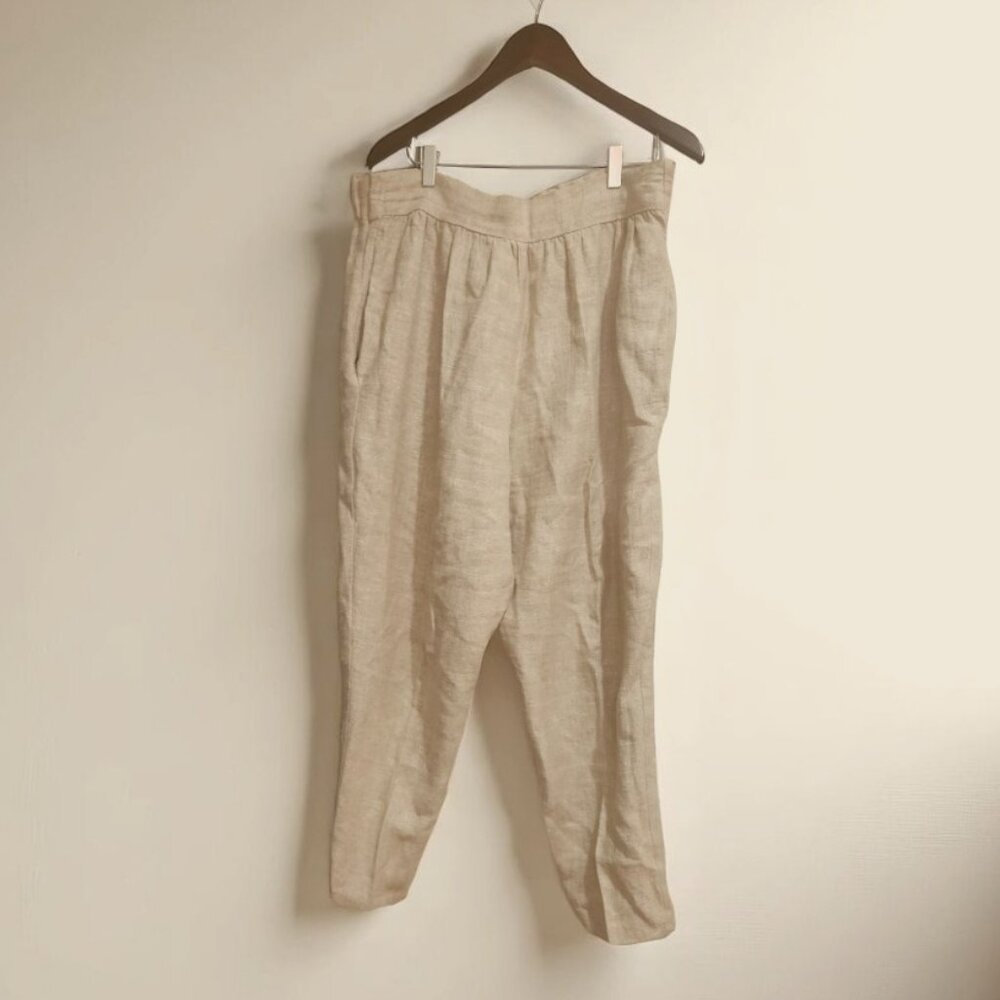 100% Linen High-Waisted Tapered Pants – Size L